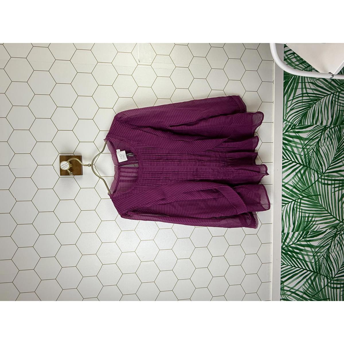 Hd In Paris By Anthropologie Pleated Burgundy Thistleberry Blouse - Size - 10p
